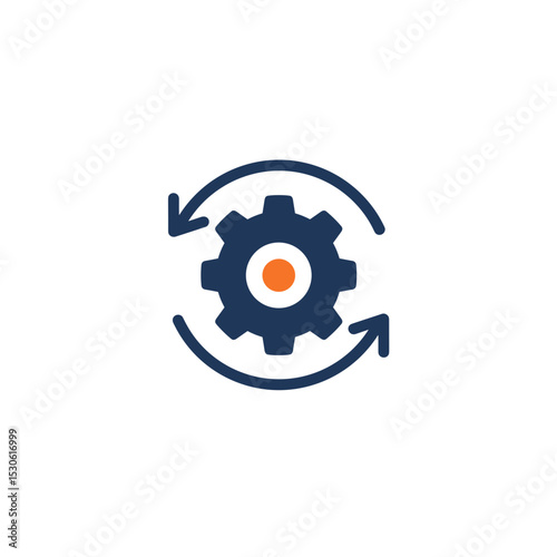 Gear icon with circular arrows representing continuous process  