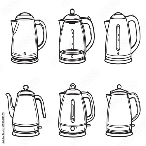 modern electric kettle clean line art graphic