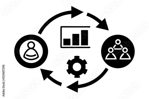 Agile Process Cycle: Task, Graph, Clock & Sprint Icons for Efficient Workflow Management