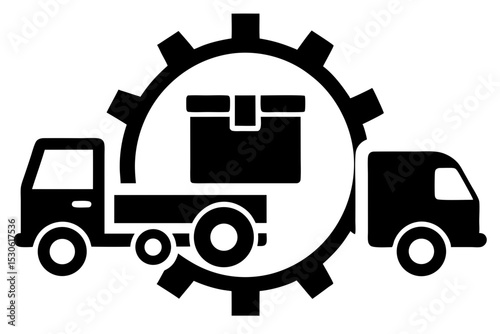 Efficient Delivery Management System with Truck, Calendar, Gear, Clock & Box Icons