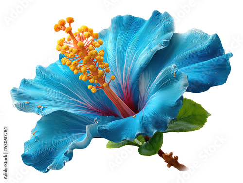 Hibiscus Bloom: A captivating macro shot of a vibrant blue hibiscus flower, showcasing intricate details and a burst of color. The image captures the bloom's natural beauty.