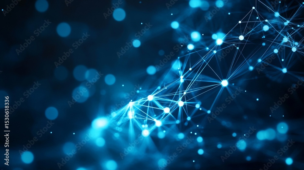 Obraz premium Global Data Network Background with Molecular Structure and Interconnected Lines and Nodes Design