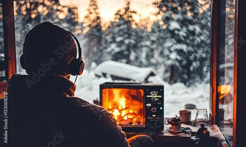 Winter Wonderland Cozy Cabin Escape with Fire and Music