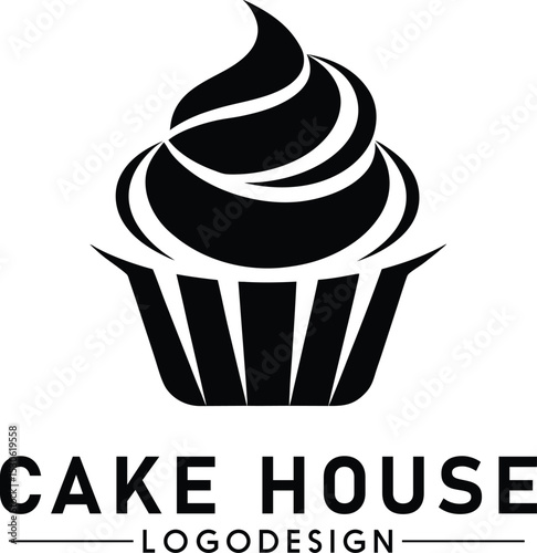 Cake House Logo Design Cupcake Icon
