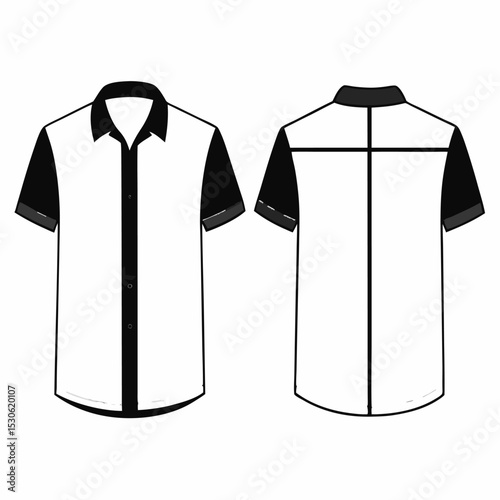 Men s Blank Black and White Shirt Template for Fashion Design Mockups and Apparel Presentation Vector Illustration for Designers