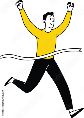 Victorious Runner Silhouette Crossing the Finish Line in a Triumphant Pose