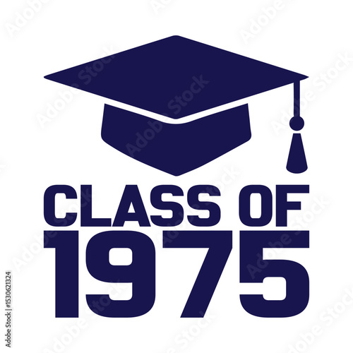 class of 1975 black lettering white background