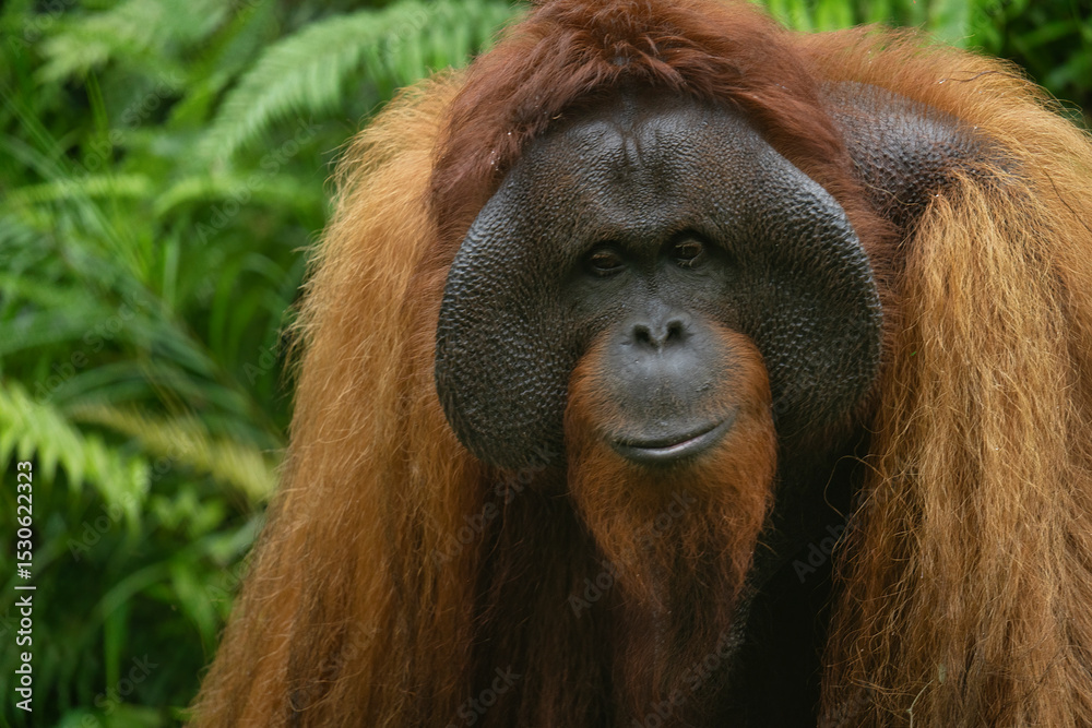 Bornean orangutan posing in the jungle of borneo, indonesia Bornean orangutan posing in the jungle of borneo, indonesia