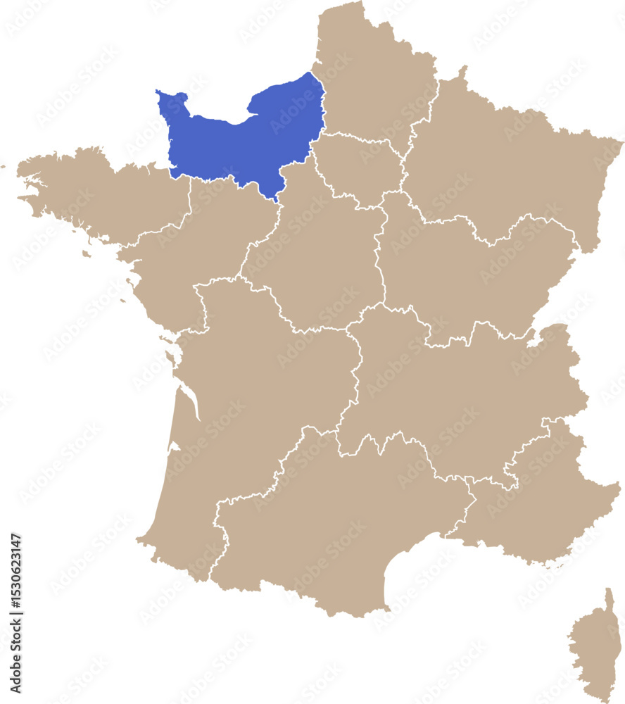 Fototapeta premium Carte de France avec région Normandie