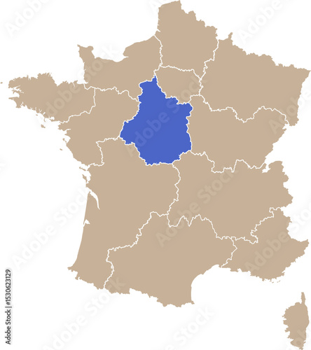 Carte de France avec région Val-de-Loire