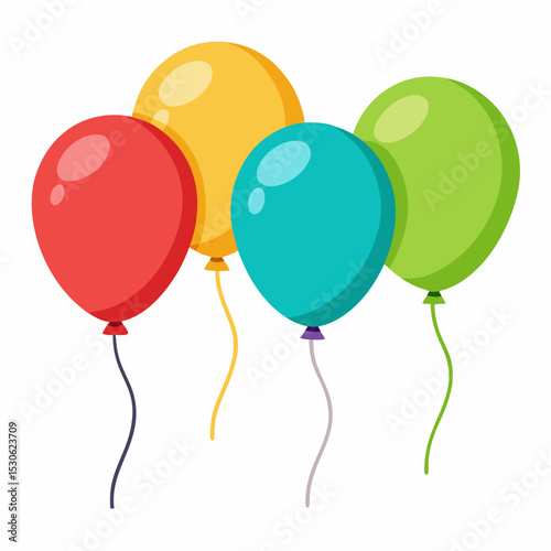 Colorful Balloon Vector Illustration with Red Green Blue and Yellow Balloons on a White Background for Celebrations