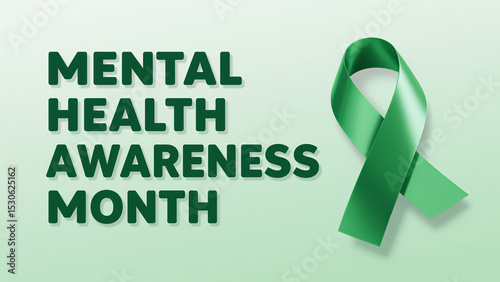 Three dimensional characters and green ribbons represent deepening psychological cognition and creating a caring atmosphere, suitable for corporate care and campus education scenarios.