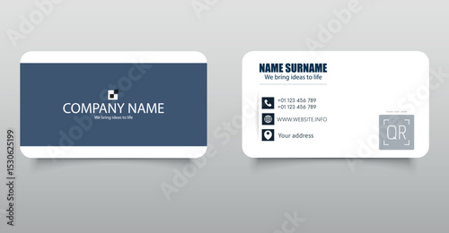 Wallpaper Mural Modern and clean business card template with rounded corners and QR code placeholder. Ideal for professionals and corporate branding. Vector graphics. Torontodigital.ca