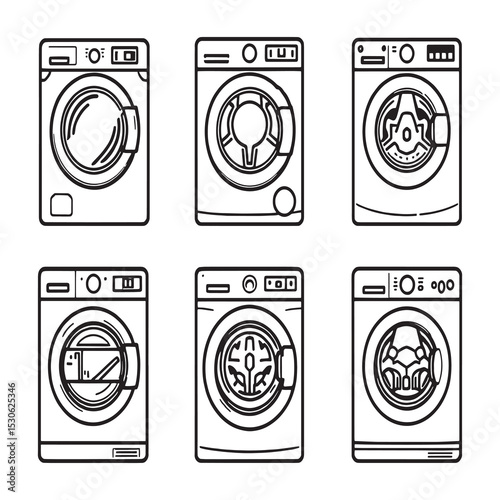 modern washing machine line art vector illustration design