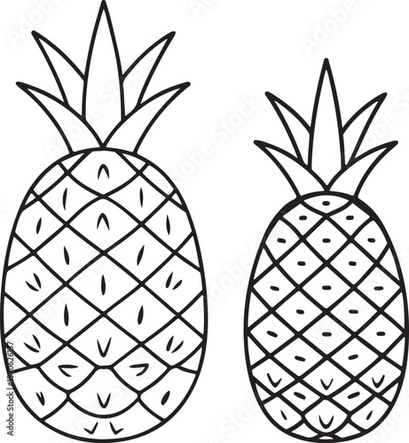 Pineapple Icon Flat Vector Tropical Fruit Yellow Green Food Summer Healthy Sweet