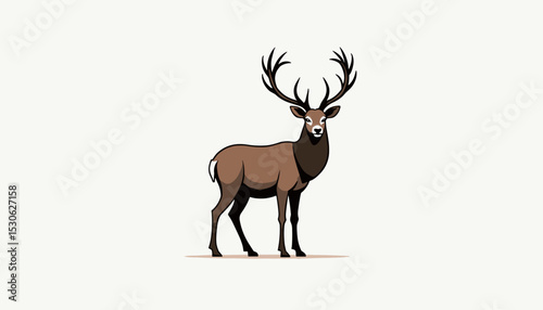 Stylized illustration of a standing deer with antlers