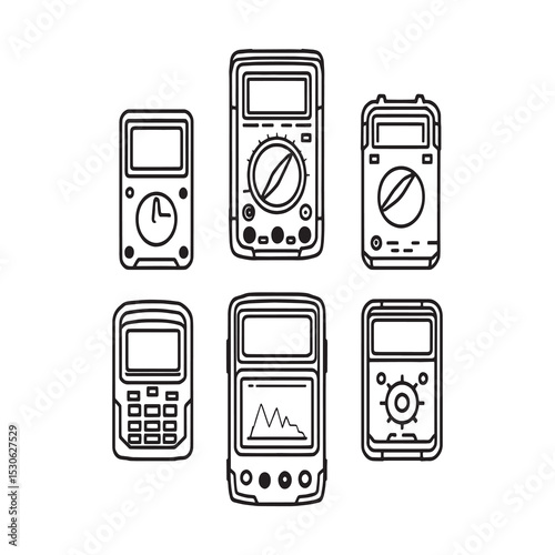 Outline digital multimeter icon simple design for electronic testing