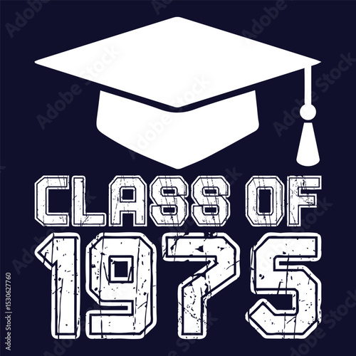 class of 1975 black lettering white background