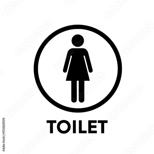 Women s toilet sign circle silhouette isolated on transparent background