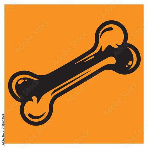 Simple and stylish black bone silhouette on an orange background suitable for pet related concepts