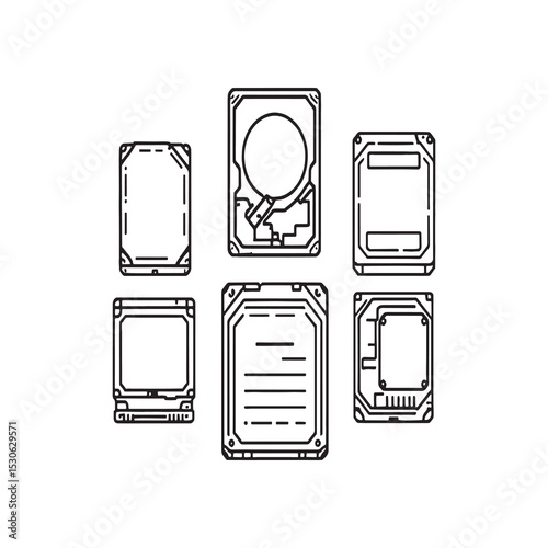 Outline vector design of external hard drive device
