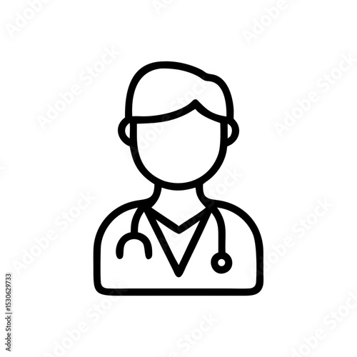Doctor icon in black outline style for healthcare and medicine