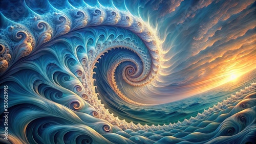 Vortex wave fractal background with spiral forms