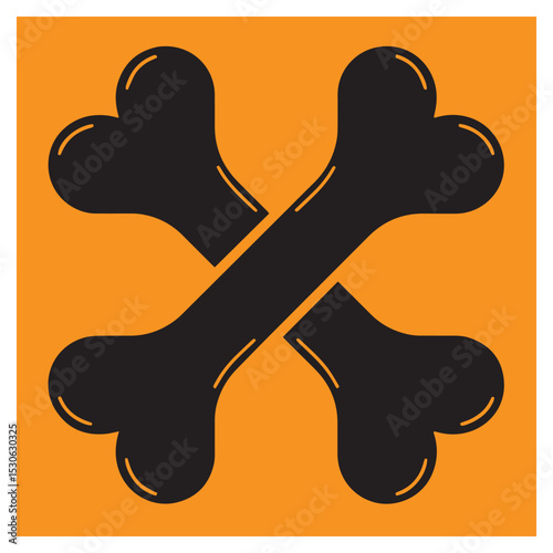 Stylized black bones crossed against an orange background for halloween or decoration