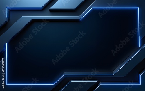 Abstract metallic blue and black frame layout design tech innovation concept geometric background. Can use for wallpaper, poster, brochure, cover, banner, advertising, corporate. Layer on for text