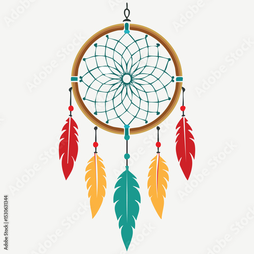 colorful dreamcatcher illustration vector