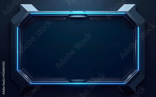 Abstract metallic blue and black frame layout design tech innovation concept geometric background. Can use for wallpaper, poster, brochure, cover, banner, advertising, corporate. Layer on for text