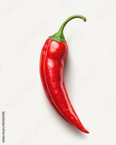 Single red chili pepper, glossy, vibrant
