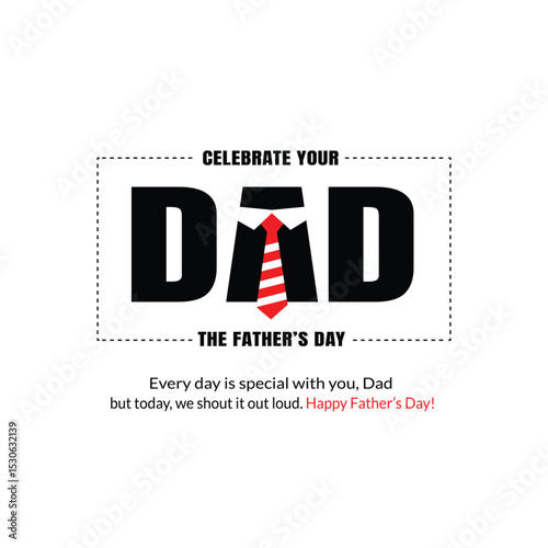 Happy Father’s Day Card Template – Modern Typography with Red Tie