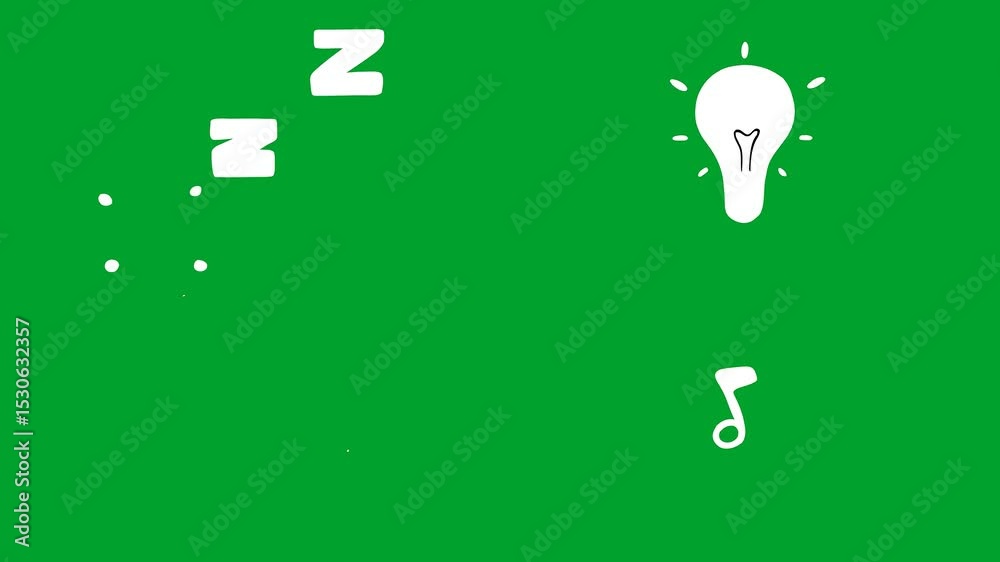 A green screen with white dots on it  background skull letters and light bulb balloon in the middle music notes spots animated chromakey background colorful style expression layers