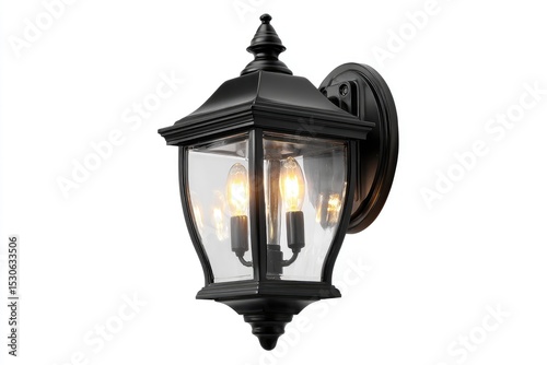 Black outdoor wall lantern with glass panels