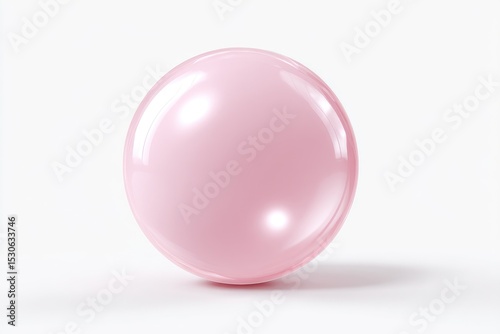 Pink sphere, smooth, glossy, light reflection
