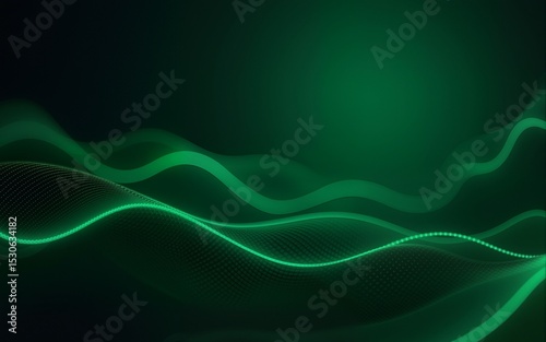 3D green techno abstract background overlap layer on dark space with glowing lines shape decoration. Modern graphic design element future style concept for banner, flyer, card or brochure cover