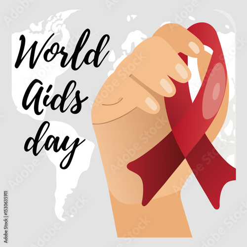 World AIDS Day with Ribbon a Symbol of Support and Awareness for the Cause and Prevention