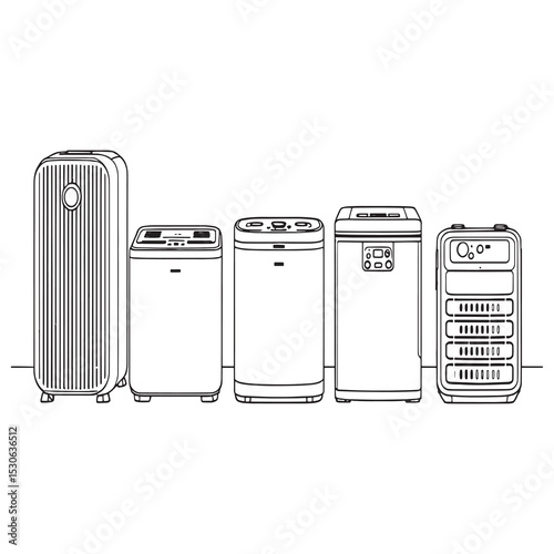 Simple black and white line vector of air purifier