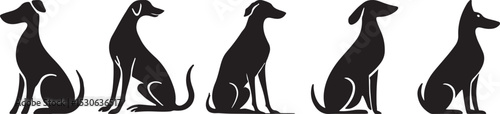 Graceful Dog Silhouettes Capturing Poised Sitting Postures