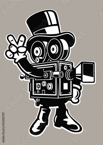 Retro cameraman illustration vintage filmmaking design