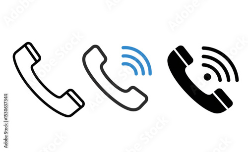 Versatile phone icons perfect for app design website interfaces and branding projects offering scalable line art and solid phone receiver graphics