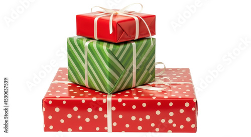 Isolated Stack of Christmas Gifts