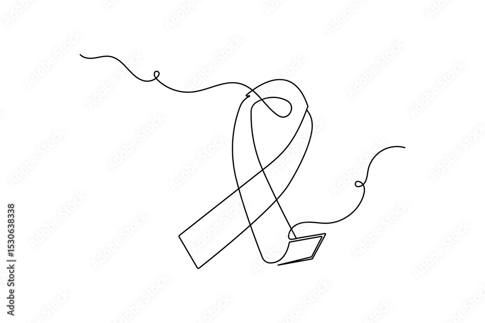 Obraz premium World aids ribbon continuous one line drawing minimalist outline vector art 
