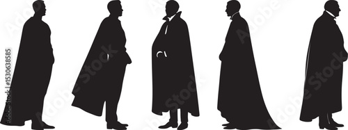 Heroic Cape-Wearing Silhouettes in Dynamic and Powerful Poses set