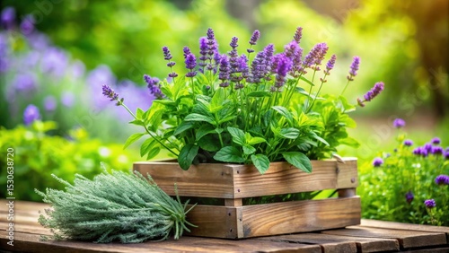 A lush lavender plant with purple flowers and green foliage