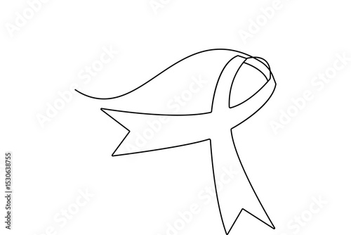 World aids ribbon continuous one line drawing minimalist outline vector art
