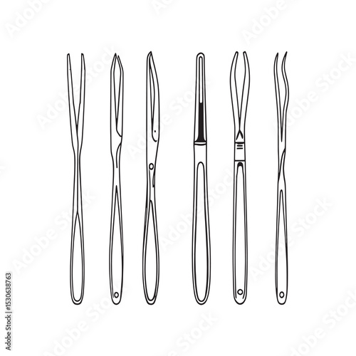 simple clean curette tool outline healthcare illustration