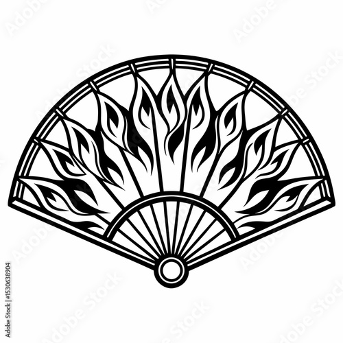 Flames hand fan design black and white illustration