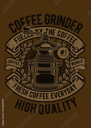 Classic coffee grinder vintage design illustration